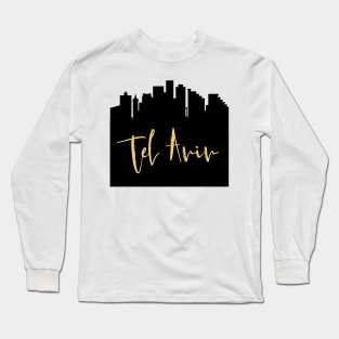 TEL AVIV ISRAEL DESIGNER SILHOUETTE SKYLINE ART Long Sleeve T-Shirt